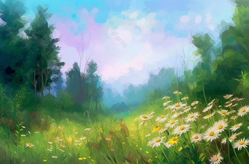 绿色森林清新白花野草草地背景,插画/手绘图,插画/手绘图库,插画/手绘图下载,插画/手绘